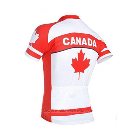 2018 Maillot Cyclisme Canada Orange et Blanc Manches Courtes et Cuissard